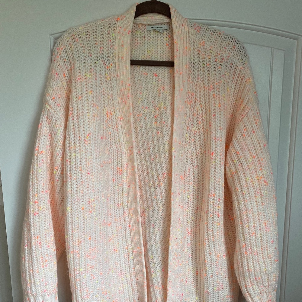 Bright colored speckled cardigan